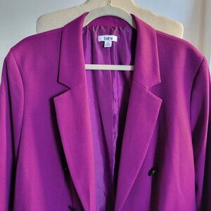 Bar III Women's Plum Compression Faux Double-Breasted Blazer (Size: 2X)